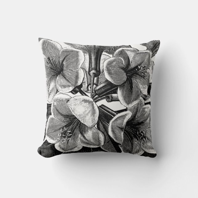 Black&White flowers Cushion (Front)