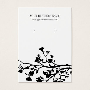 Black White Flowers Custom Earring Card
