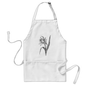 black white flowers daffodil vintage standard apron