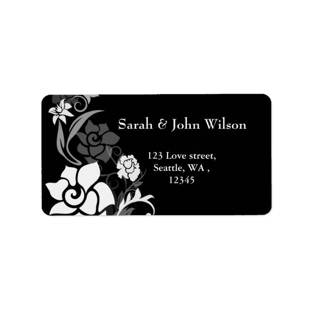 black&white flowers return address label (Front)