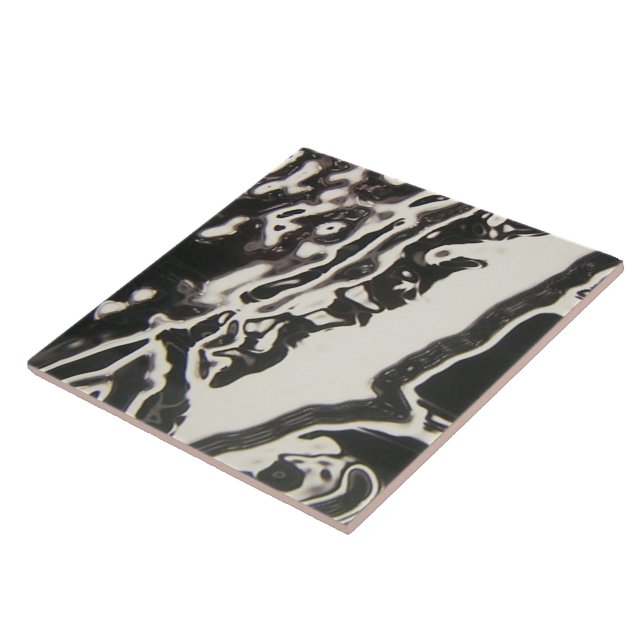 Black & White Fluid Art Vaporwave Ceramic Tile (Side)