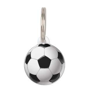 Black white Football soccer ball Pet Tag
