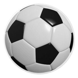 Black & White for Soccer Ball / Football Players Ceramic Knob