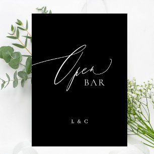 Black White Formal 5 x 7 Wedding OPEN Bar Sign