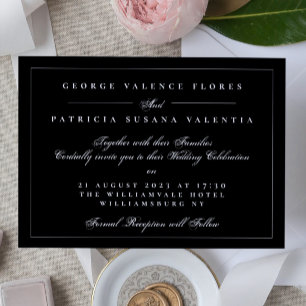 Black & White Formal Calligraphy Elegant Wedding Invitation