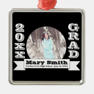 Black & White Formal Graduation Announcement Metal Tree Decoration