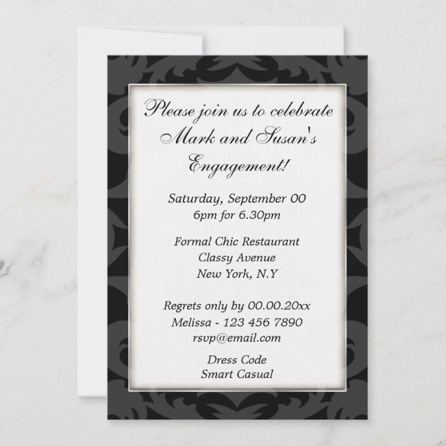 Black white formal PERSONALIZE Invitation (Front)