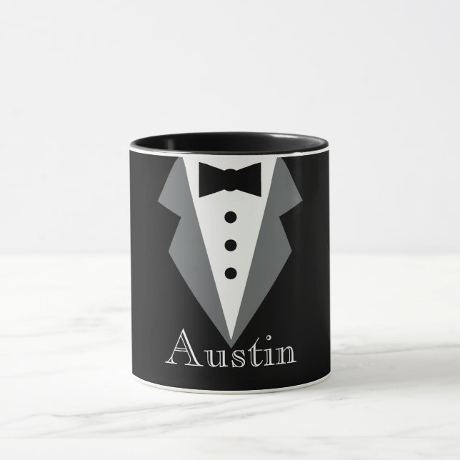 Black White Formal Tuxedo Personalised Mug (Center)