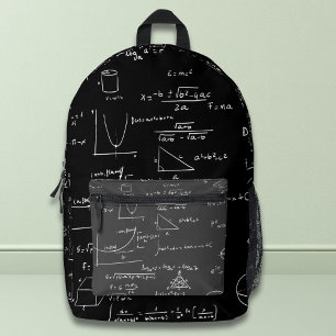 Black White Formulas Equations Graphics Math Printed Backpack