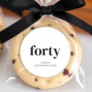 Black & White Forty 40th Birthday  Classic Round Sticker