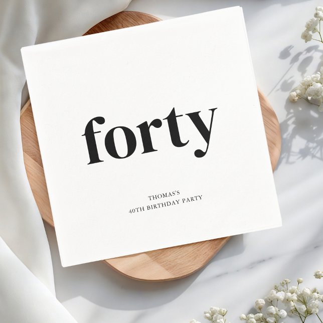 Black & White Forty 40th Birthday  Napkin (Creator Uploaded)
