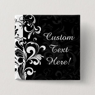 Black White Fountain Swirl Party 15 Cm Square Badge