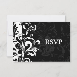 Black White Fountain Swirl Party RSVP Card