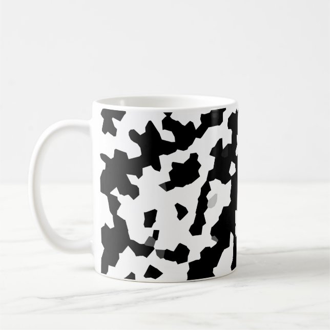 Black White Fractal Irregular Abstract Pattern Coffee Mug (Left)