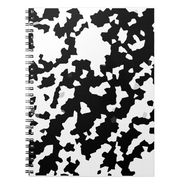 Black White Fractal Irregular Abstract Pattern Notebook (Front)