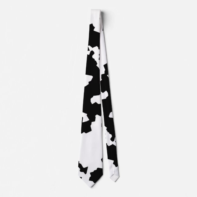 Black White Fractal Irregular Abstract Pattern Tie (Front)