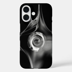 BLACK WHITE  FRACTAL ROSE iPhone 16 CASE