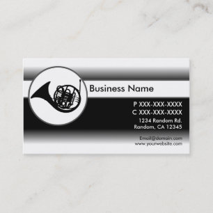 Black white french horn custom business cards