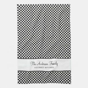 Black White French Plaid Check Country Gourmet Tea Towel