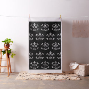 black white French Script Keep Calm and Carry On Fabric