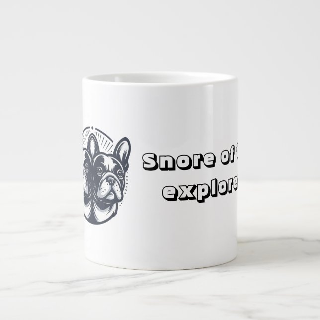 Black & White Frenchie Snore Explorer Large Coffee Mug (Front)
