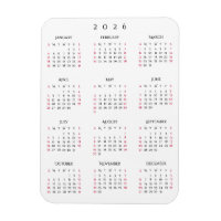 Black White Full Year 2026 Calendar Fridge Kitchen