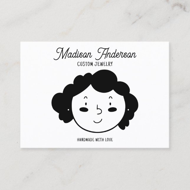 Black White Fun Face Jewellery Earring Display Car Business Card (Front)