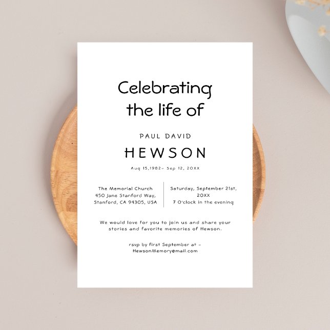 Black & White Funeral Memorial Death Anniversary Invitation (Creator Uploaded)