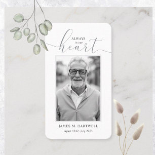 Black & White Funeral Photo Sympathy Modern Business Card