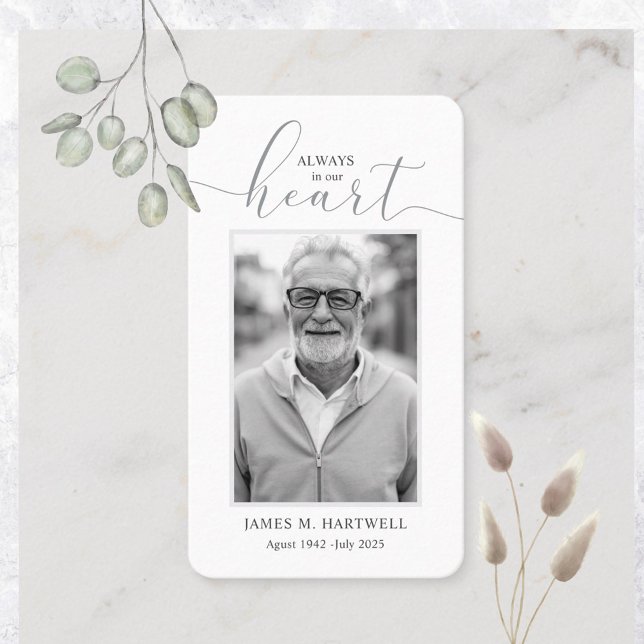 Black & White Funeral Photo Sympathy Modern Business Card (Creator Uploaded)