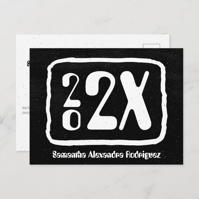 Black & White Funky Class Year Graduation Postcard (Front/Back)