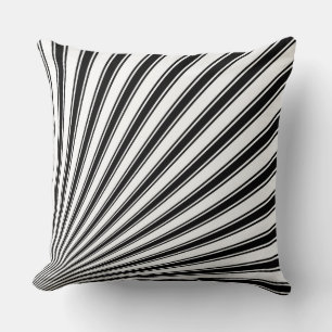 Black White Funky Sun Rays Background Cushion