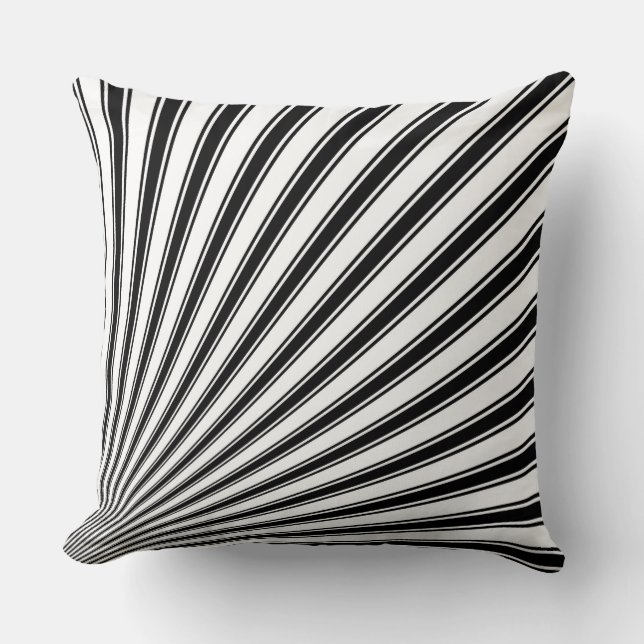 Black White Funky Sun Rays Background Cushion (Front)