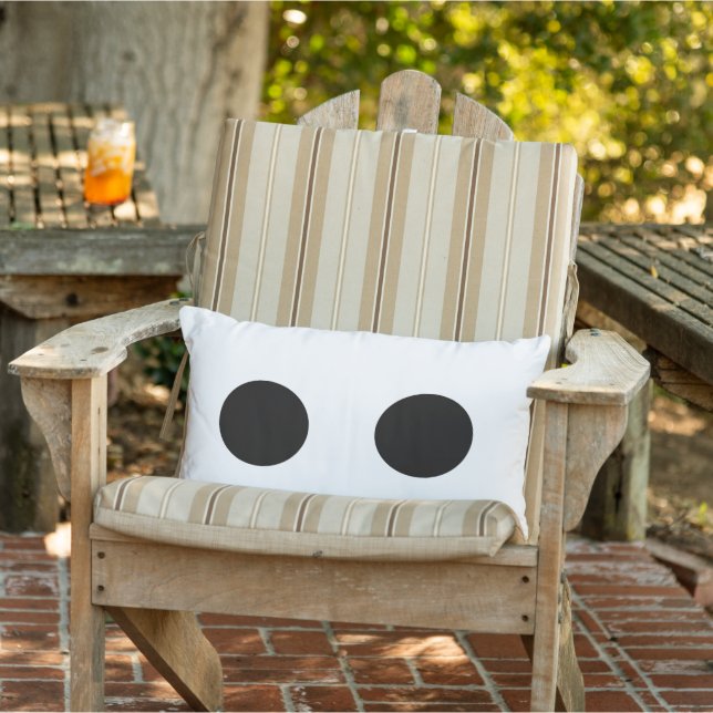 Black White Funny Cute Face Eyes Stylish Gift Lumbar Cushion (Chair)