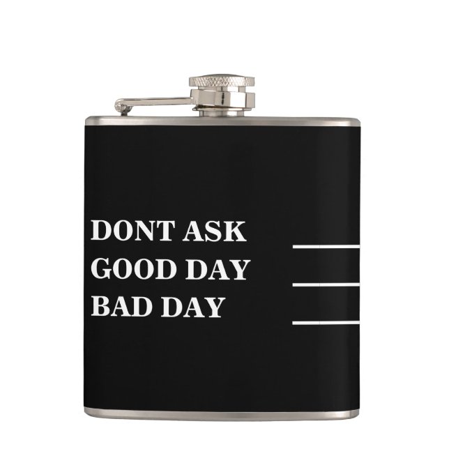 Black & White Funny Drinking Measures Hip Flask (Front)