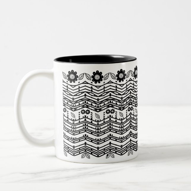 Black & White Funny Hidden Message  Two-Tone Coffee Mug (Left)