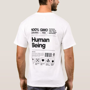 Black&White Funny Human Being Label T-Shirt