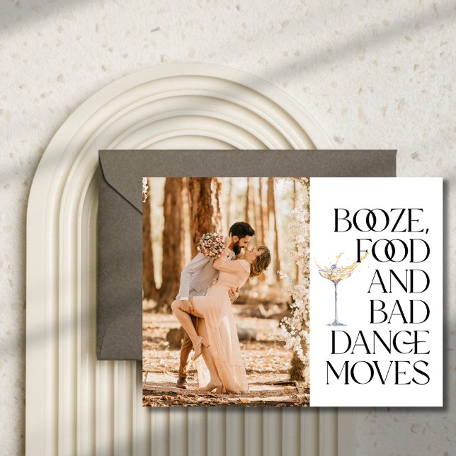 Black & White Funny Photo Save the Date Announcement (Simple Funny Elegant Black White Photo Save the Date)