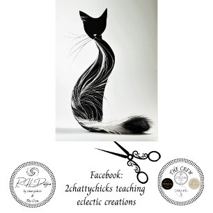 Black White Fury Silhouette Cat Decoupage Tissue Paper