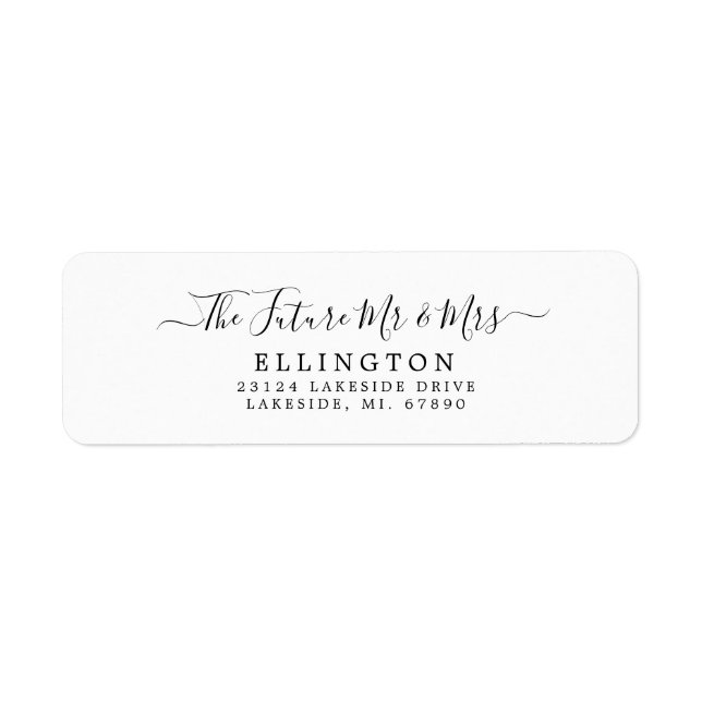 Black White Future Mr. & Mrs. Wedding Return Address Label (Front)