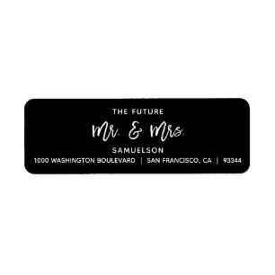 Black White Future Mr & Mrs Wedding Return Address Label
