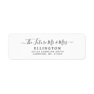 Black White Future Mr. & Mrs. Wedding Return Return Address Label