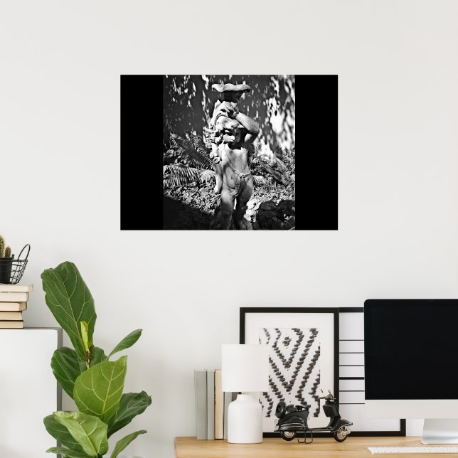 Black & White Garden Statue Poster (Home Office)