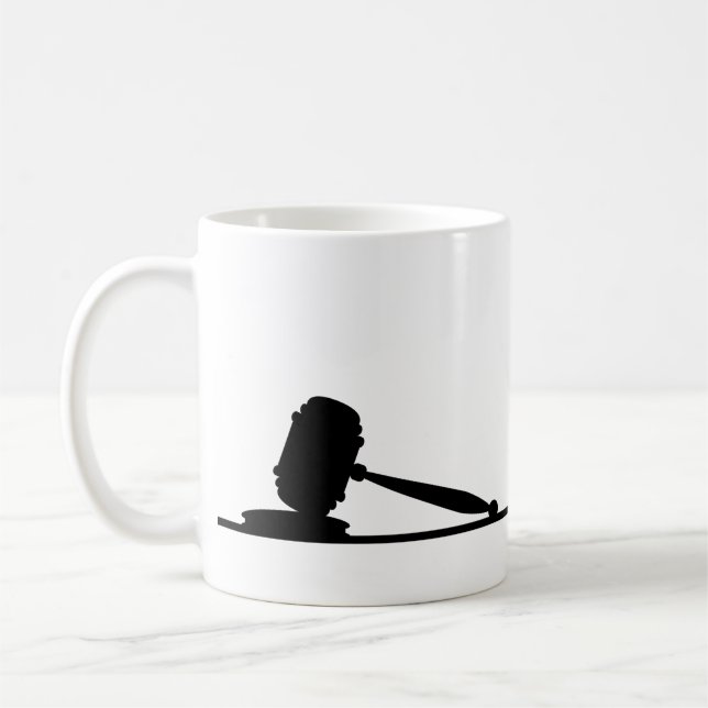 Black & White Gavel Attorney Custom Name Coffee Mug (Left)