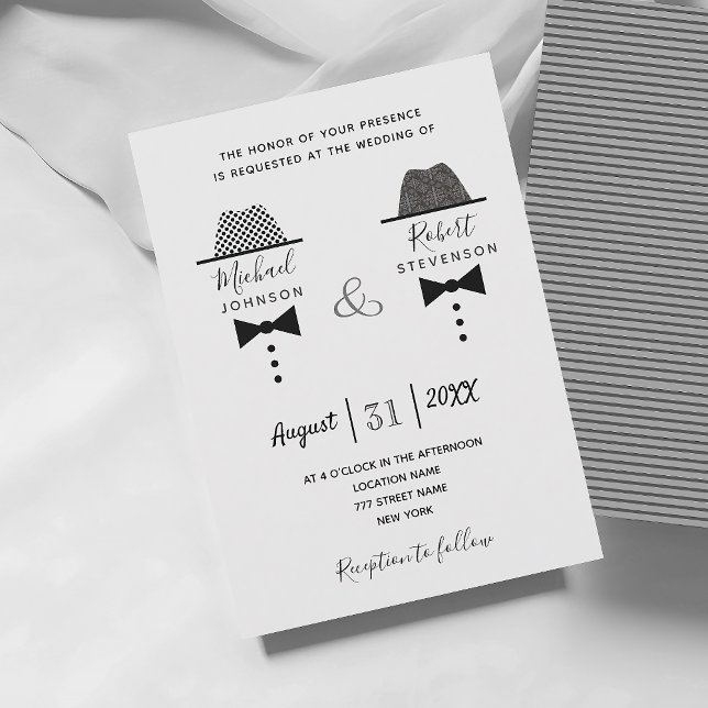 Black White Gay Wedding Invitation (Creator Uploaded)