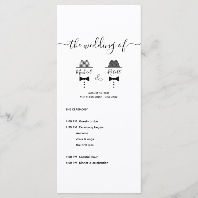 Black White Gay Wedding Program (Front)