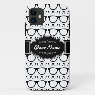 Black & White Geek Nerd Glasses Personalized iPhone 11 Case