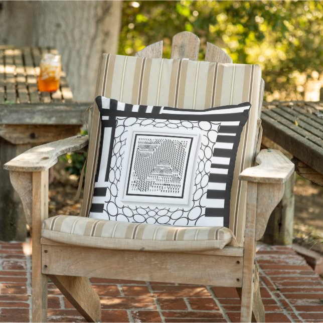 Black White Geo Collage  Cushion (Chair)