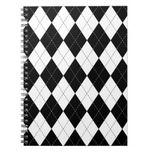 Black White Geometric Argyle Pattern Notebook