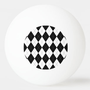 Black White Geometric Argyle Pattern Ping Pong Ball